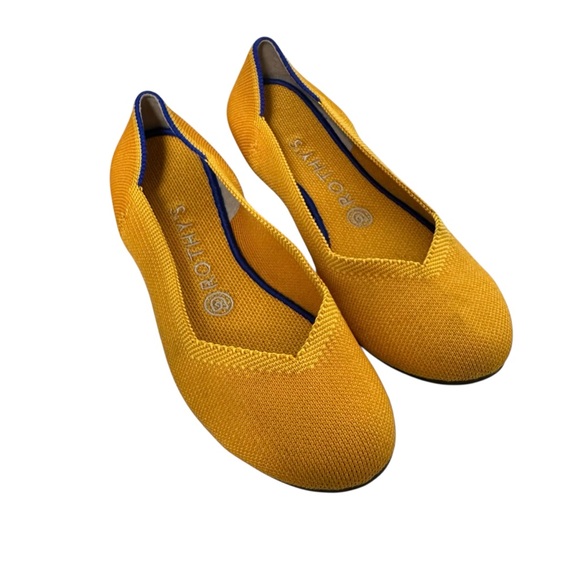 Rothy’s Womens Round Toe Ballet Flats Size 7.5 Marigold Yellow Classic Comfort - Picture 1 of 15